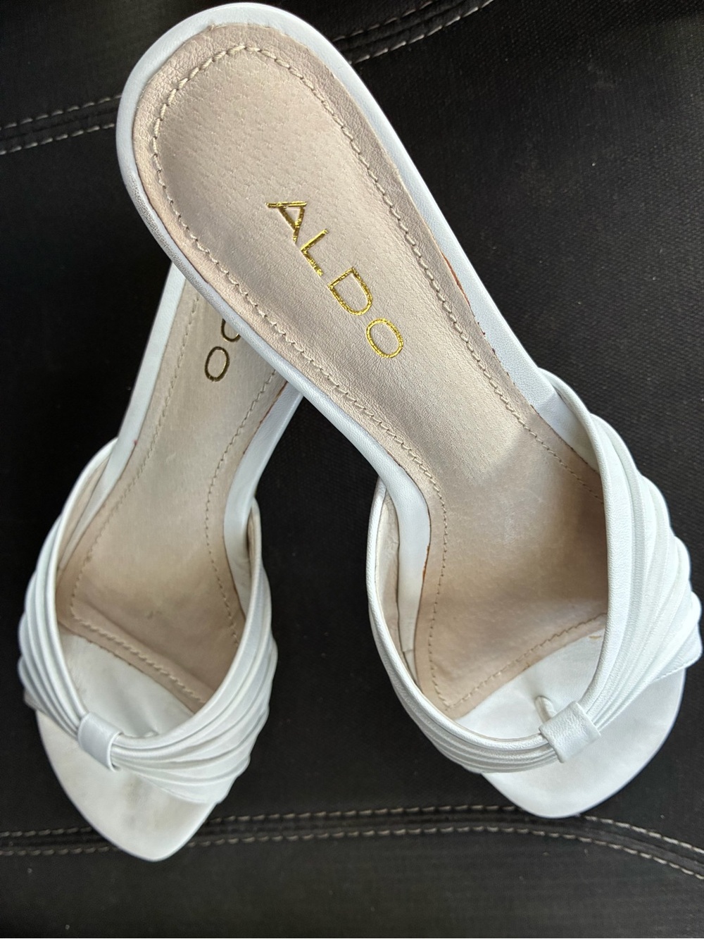 ALDO White Knot-Detail Wedge Slide in Sandals
